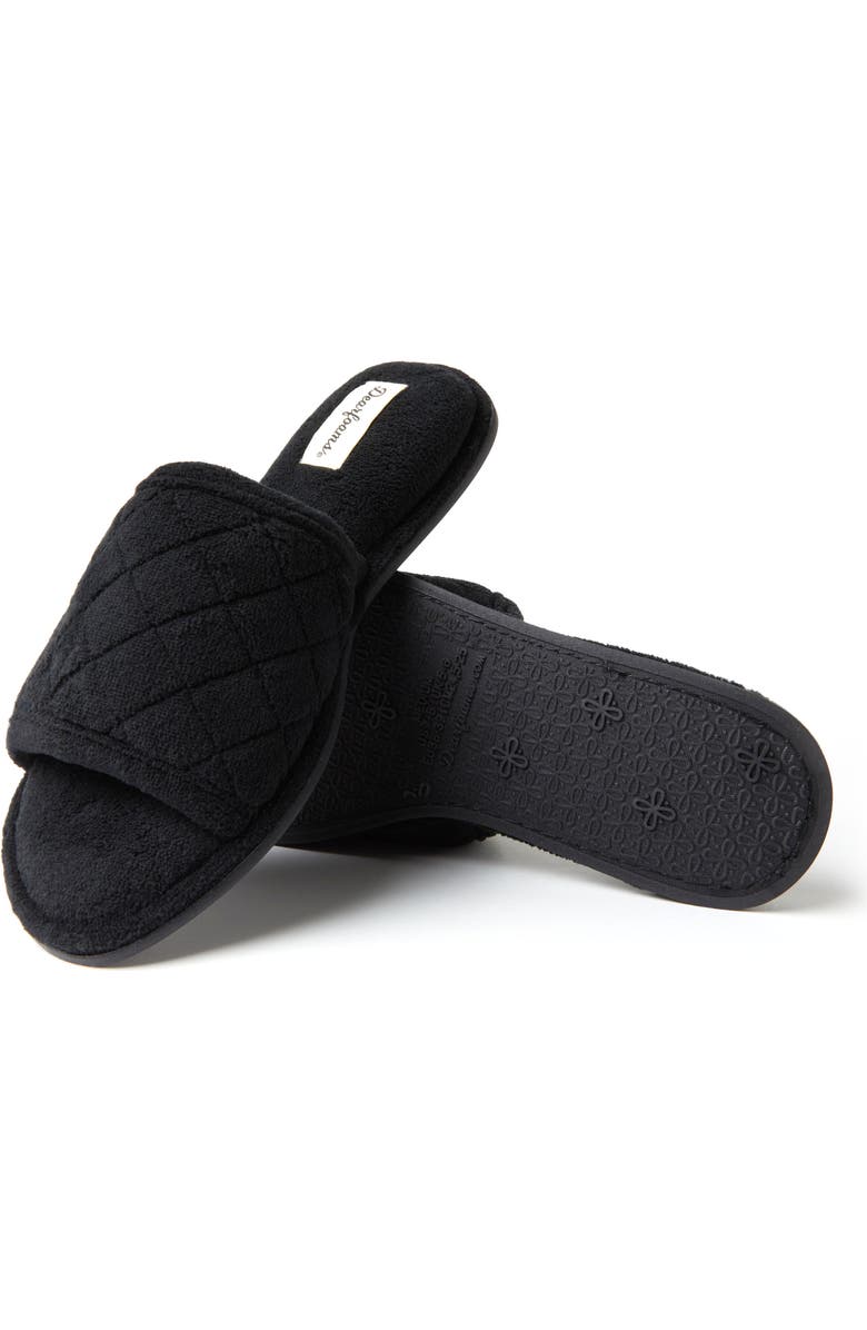 DEARFOAMS Beatrice Quilted Microfiber Terry Shower Slide Slipper, Alternate, color, Black
