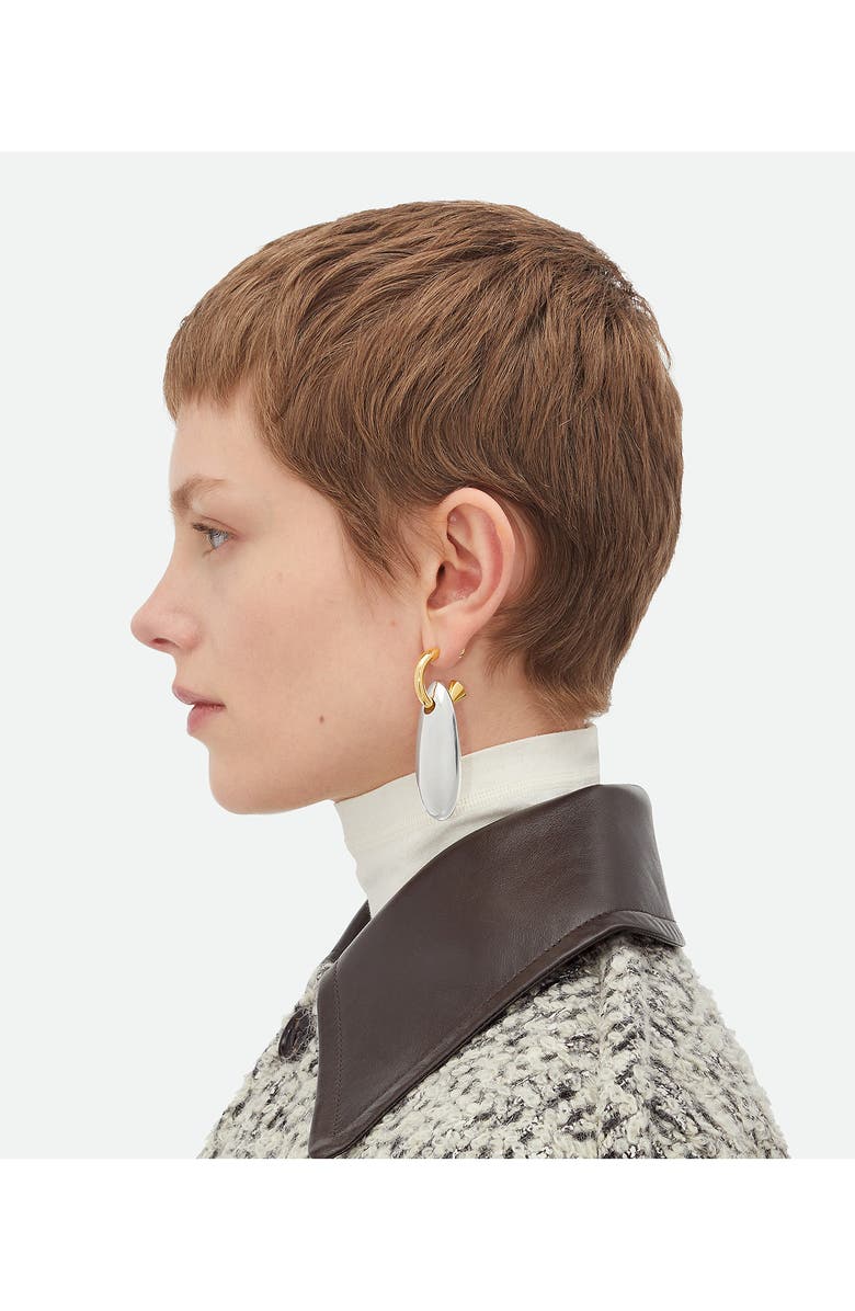 Bottega Veneta Large Ellipse Drop Huggie Hoop Earrings, Alternate, color, Silver/ Yellow Gold