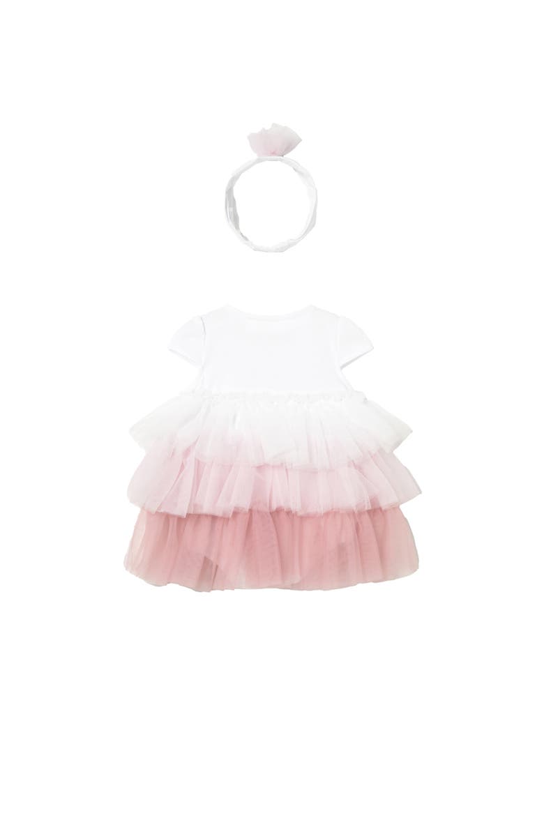Mayoral Ruffled Romper With Headband, Alternate, color, Pink
