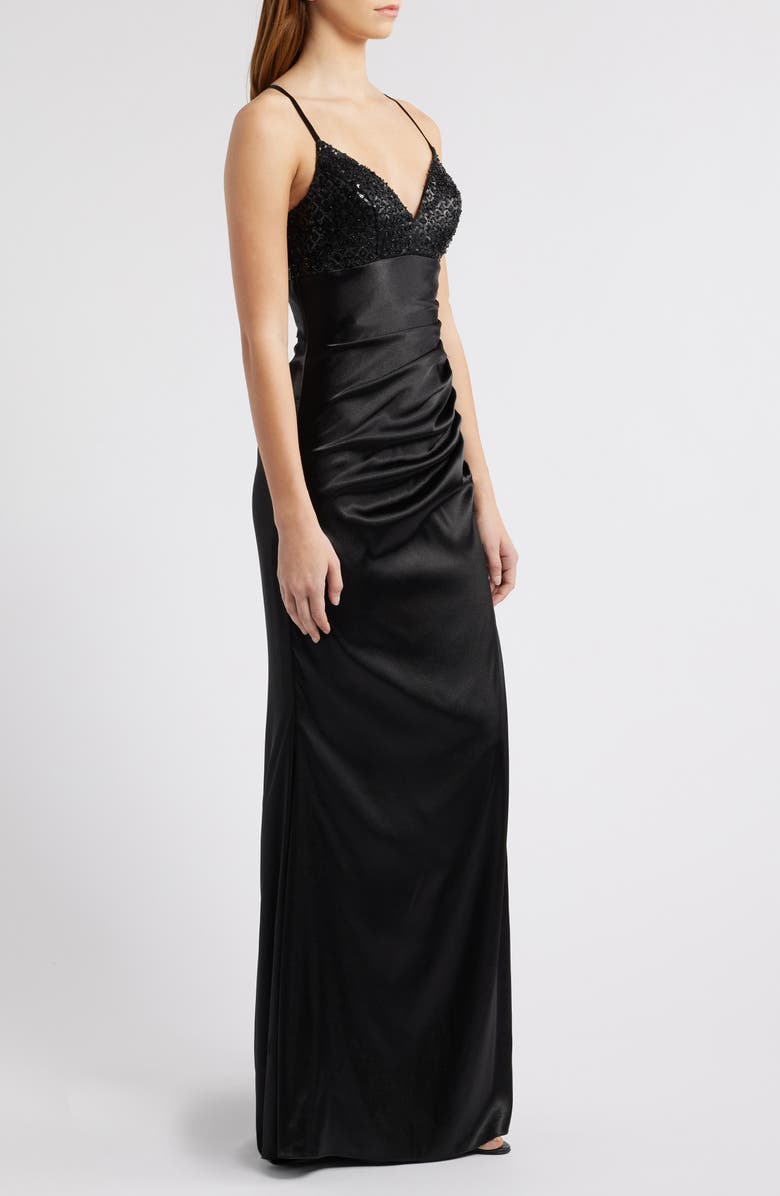 CITY STUDIO Bead & Sequin Bust Dress, Alternate, color, Black