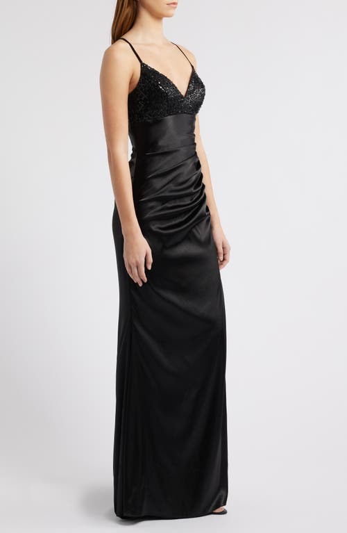 City Studio Bead & Sequin Bust Dress In Black