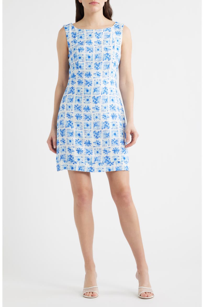 Tile Floral Print Sheath Dress, Main, color, BLUE