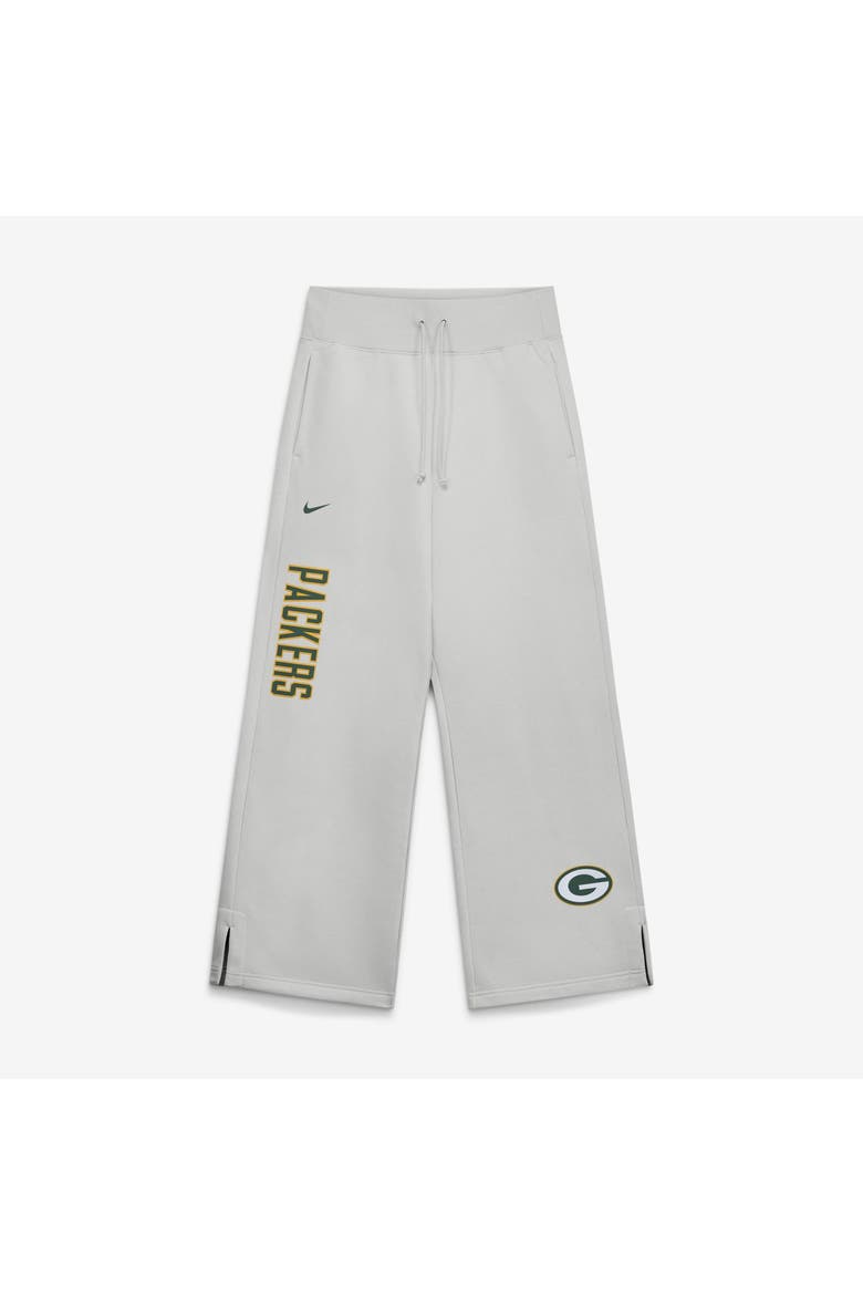 Women's Nike  Gray Green Bay Packers Primetime Phoenix Fleece Wide-Leg Sweatpants, Main, color, Gray