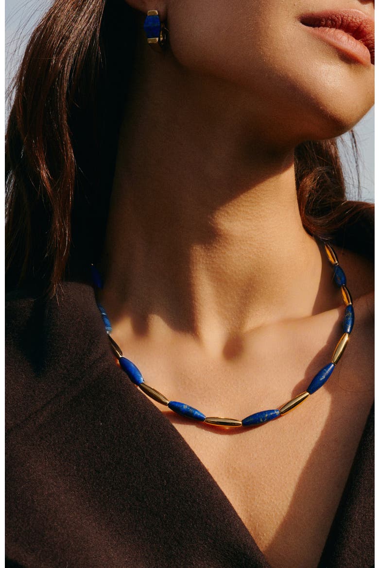Ishtar Goddess Necklace, Alternate, color, Gold&Blue