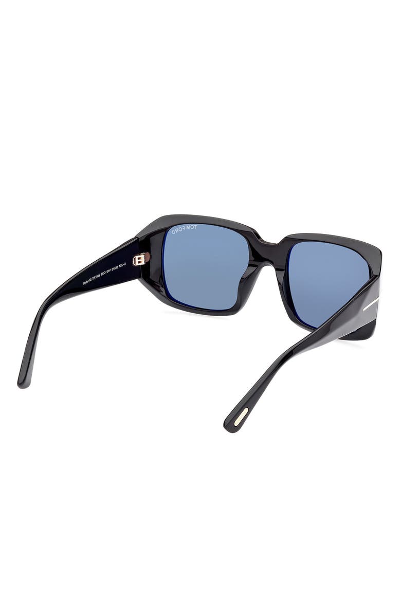 TOM FORD Ryder-02 51mm Square Sunglasses, Alternate, color, Shiny Black / Blue