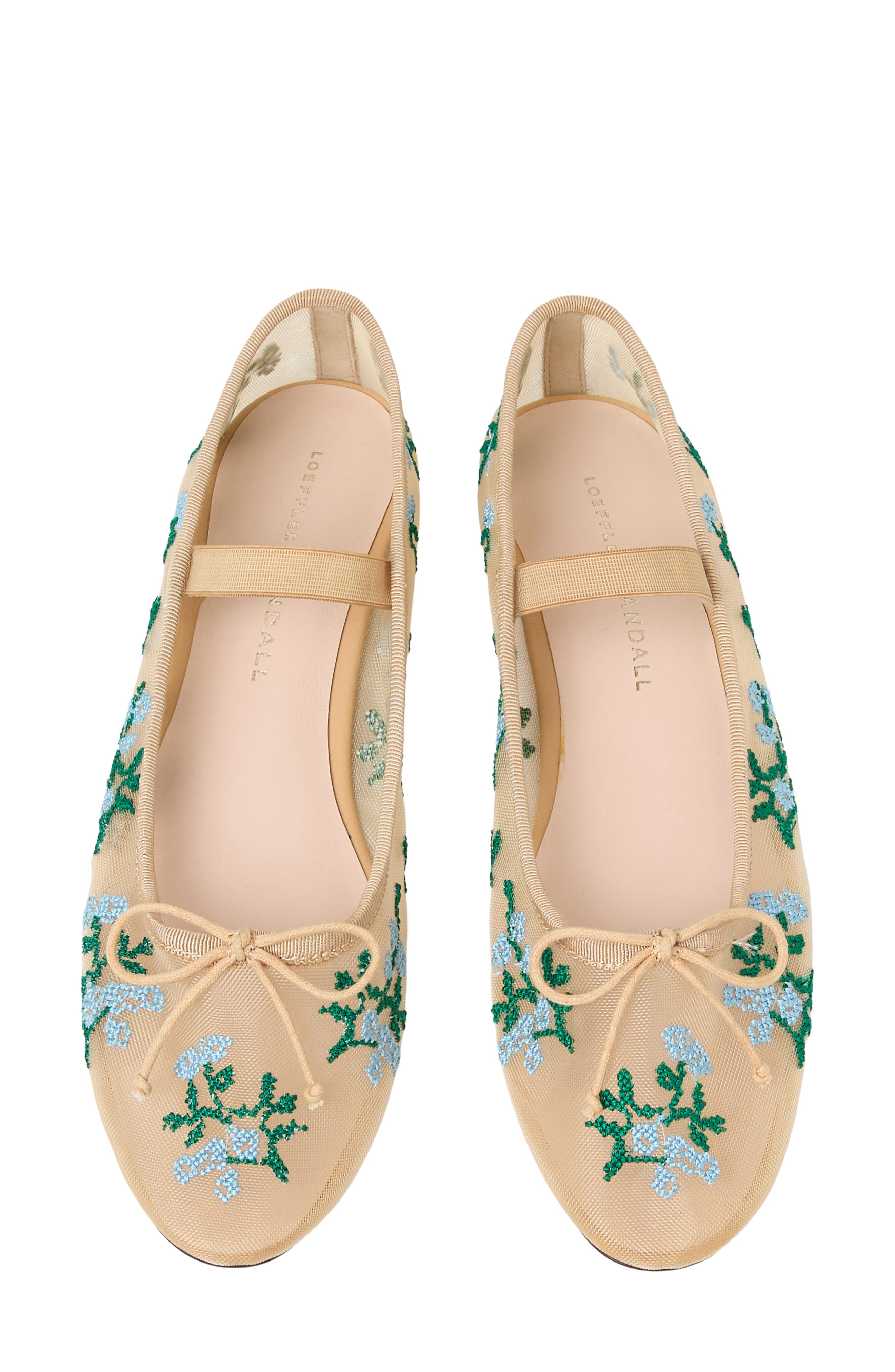 Loeffler Randall Leonie Mary Jane Flat, Alternate, color, Caramel/ Green/ Blue