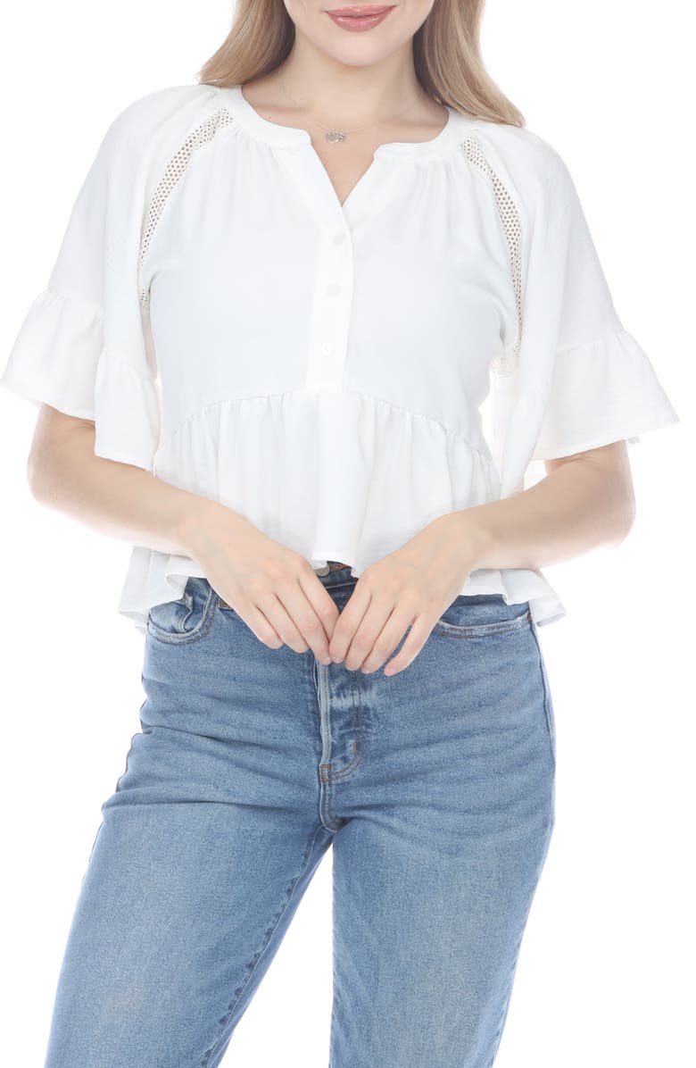 RAIN AND ROSE Eyelet Peplum Top, Main, color, 