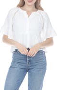 RAIN AND ROSE Eyelet Peplum Top