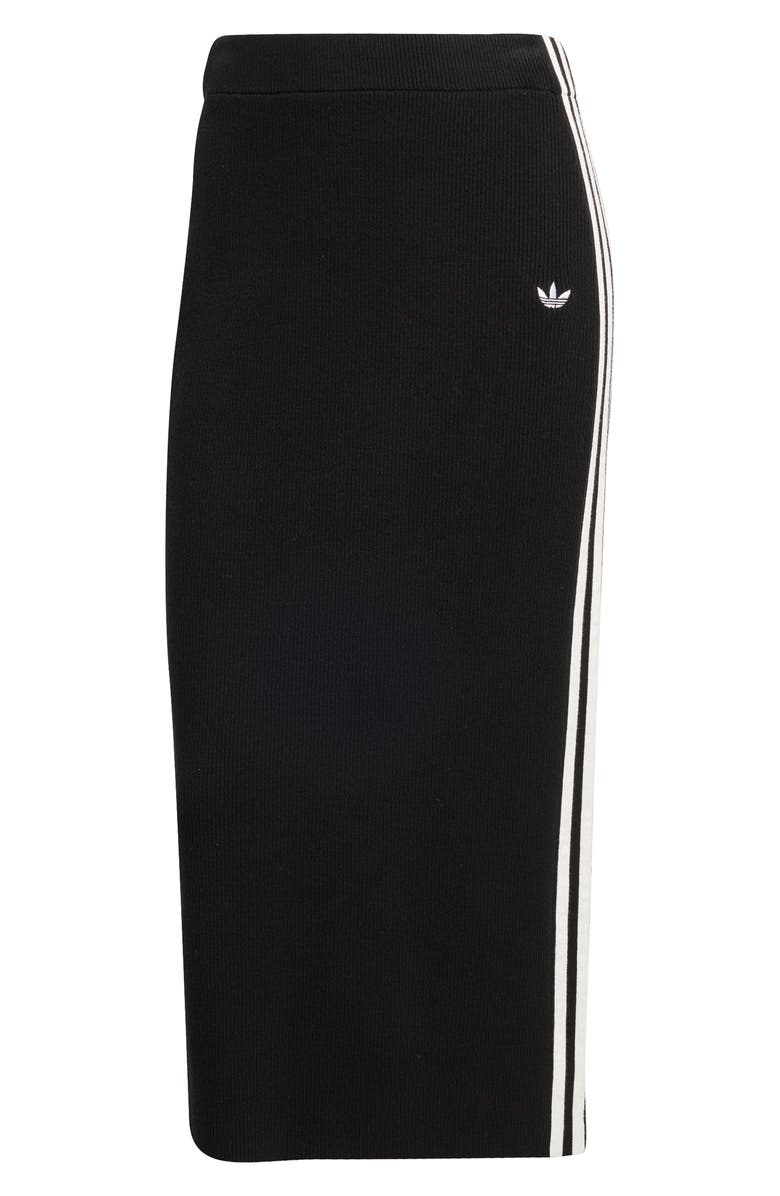 adidas 3-Stripes Knit Midi Skirt, Alternate, color, Black