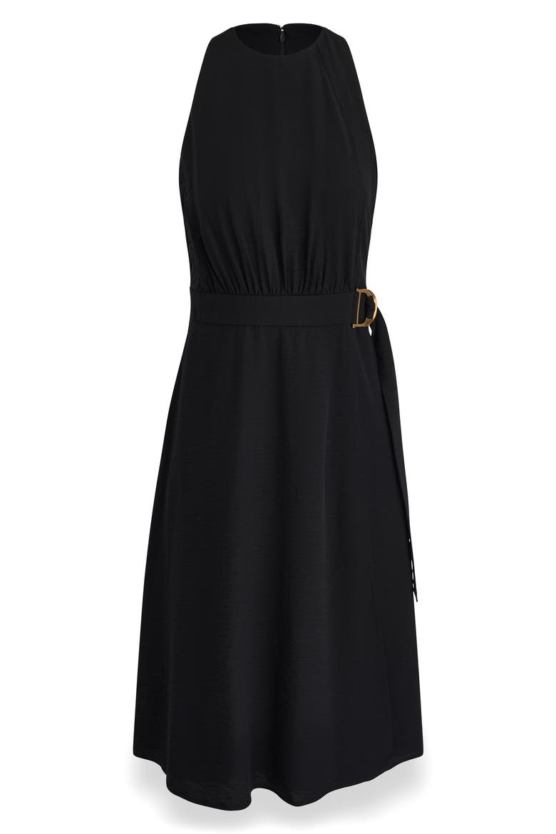 Racerback Faux Wrap Dress, Alternate, color, BLACK