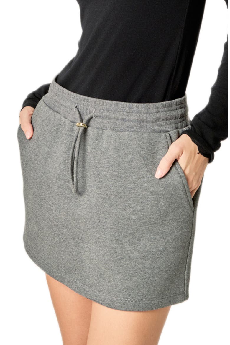 French Terry Drawstring Miniskirt, Alternate, color, CHARCOAL