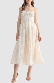 Lush Floral Textured Midi Dress