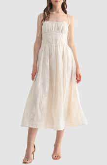 Lush Floral Textured Midi Dress