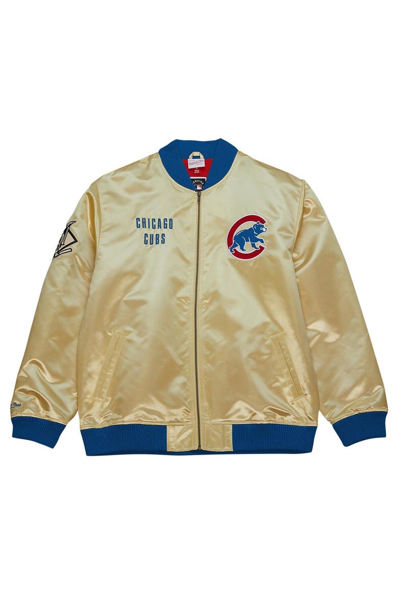 Men's Mitchell & Ness Gold Chicago Cubs OG 2.0 Lightweight Satin Full-Zip Jacket, Alternate, color, Gold