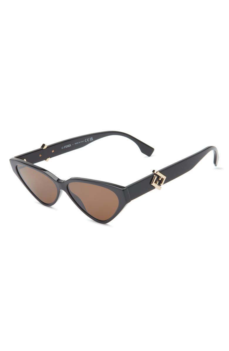 Fendi FF Diamonds 57mm Cat Eye Sunglasses, Alternate, color, Shiny Black / Brown