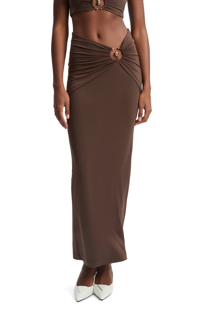 Bardot Neve Cuotut Maxi Skirt, Main, color, Chocolate