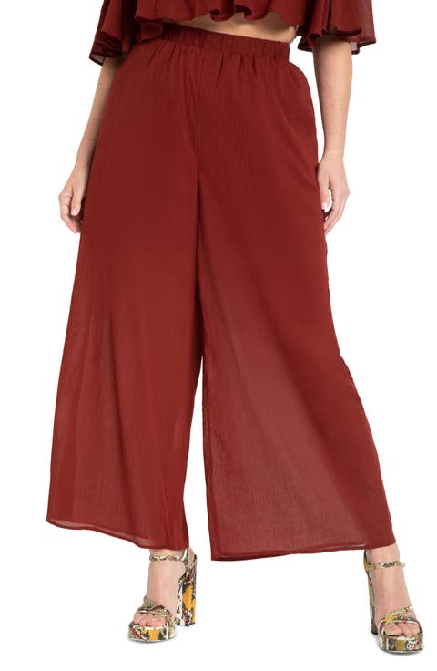 Gauze Wide Leg Pants (Plus Size)