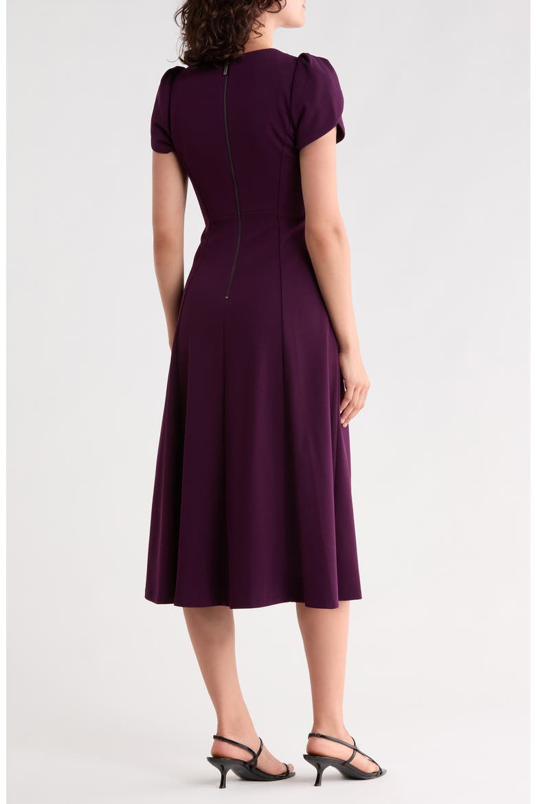 Tulip Sleeve A-Line Midi Dress, Alternate, color, AUBERGINE