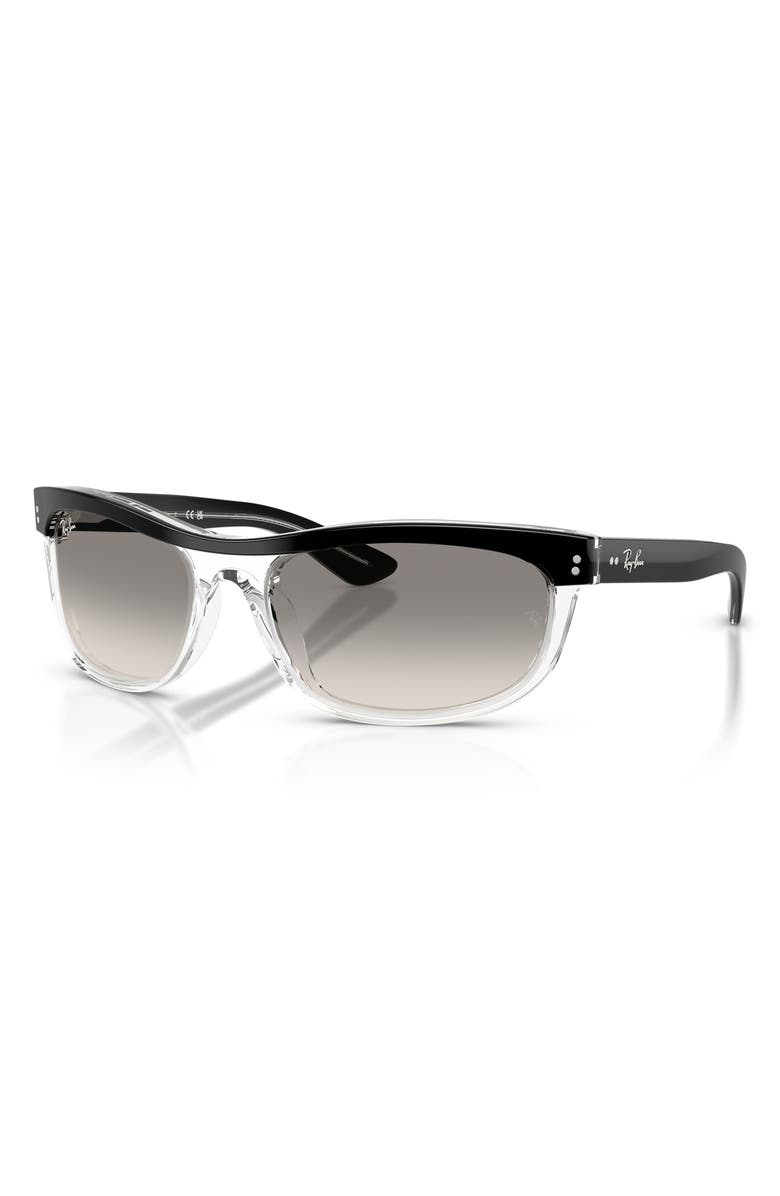Ray-Ban 62mm Balorama Gradient Rectangle Sunglasses, Alternate, color, Black On Transparent