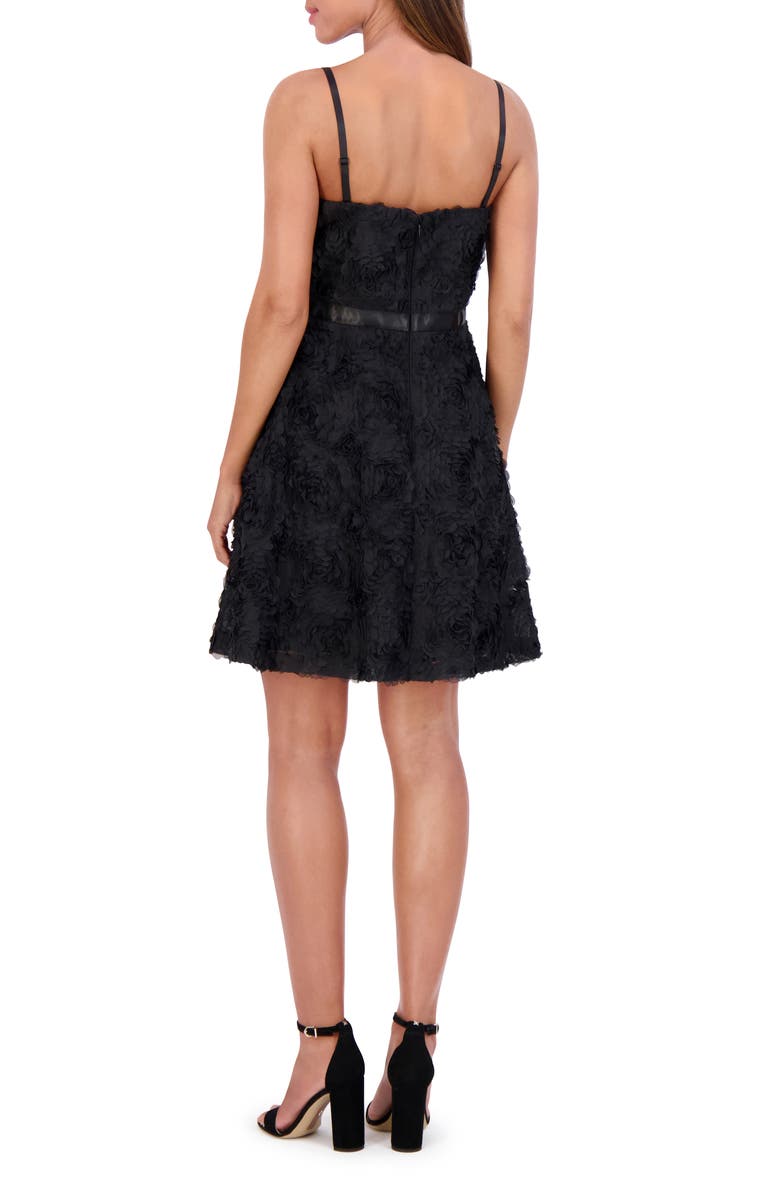 Kensie Rosette Minidress, Alternate, color, Black