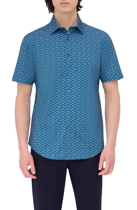 Miles OoohCotton® Barware Print Short Sleeve Button-Up Shirt