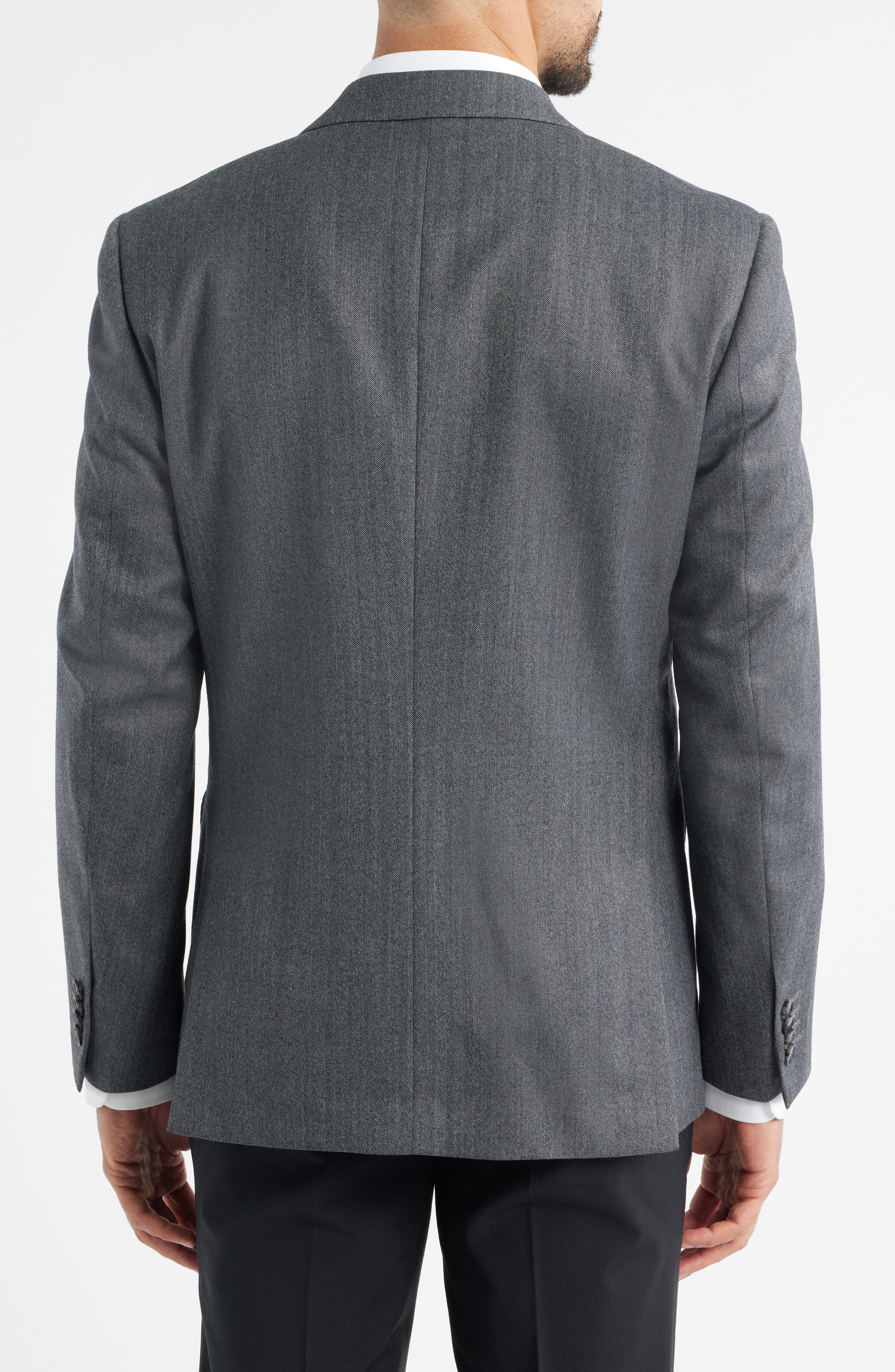 Grey Wool Blend Herringbone Sport Coat - image 2