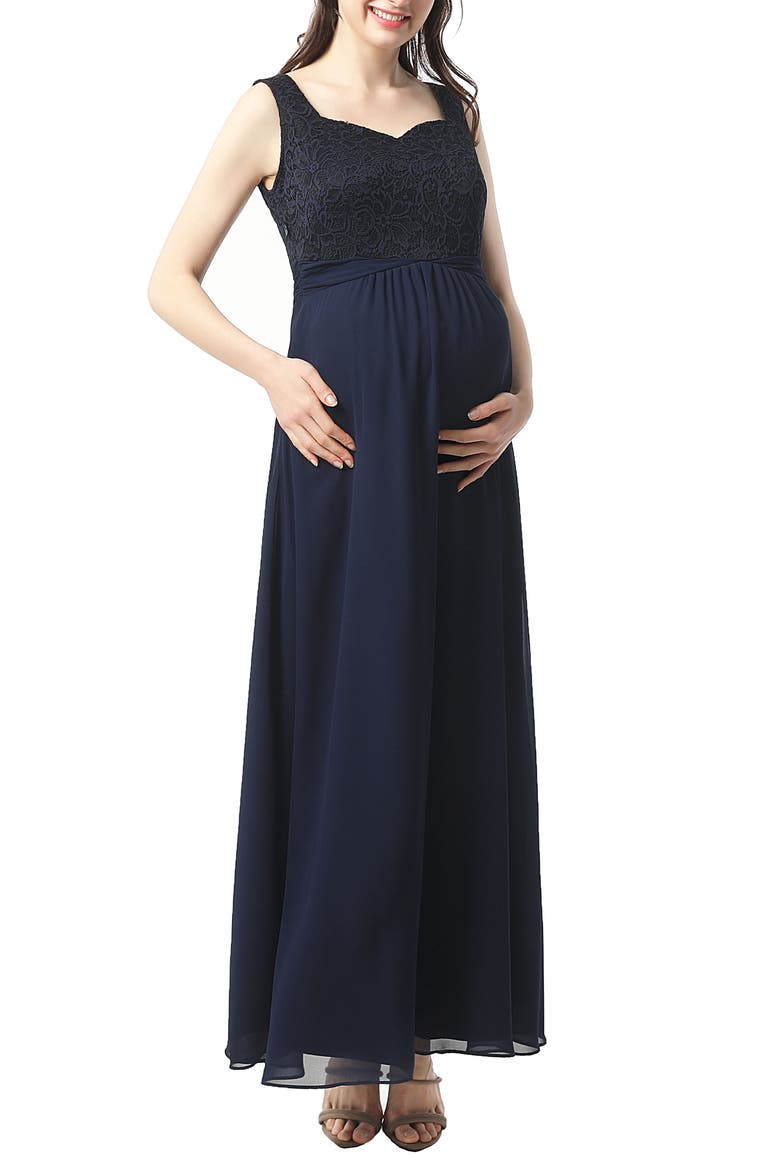 Kyra Empire Waist Maternity Gown, Main, color, NAVY