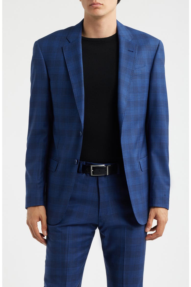 Navy Check Virgin Wool Suit, Alternate, color, SOLID BLUE NAVY