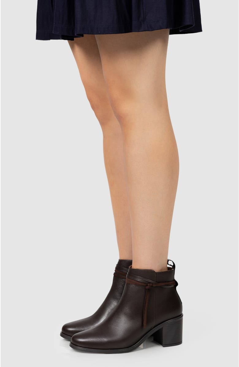 Manela Alex Block Heel Side Up Bootie, Alternate, color, Brown