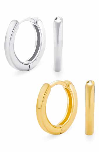 Set of 2 Sterling Silver Huggie Hoop Earrings