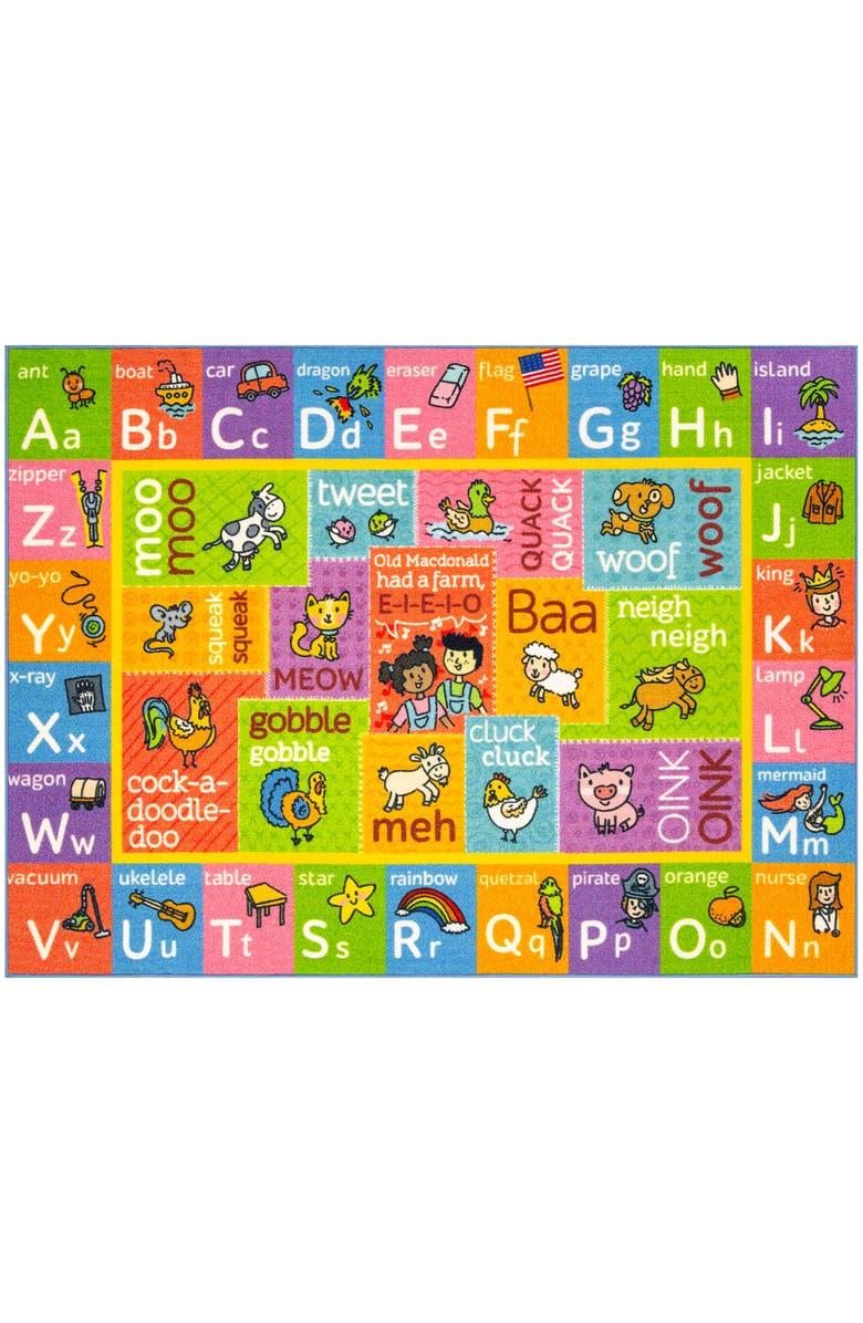 KC Cubs Educational Rug ABC Alphabet Animal Sounds - 3x5' Playmat, Main, color, Multicolored