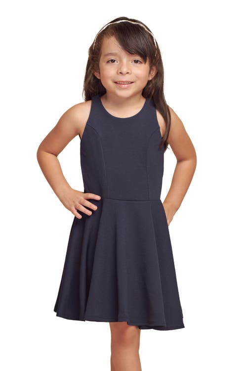 Un Deux Trois Textured Stretch Racerback Dress In Blue