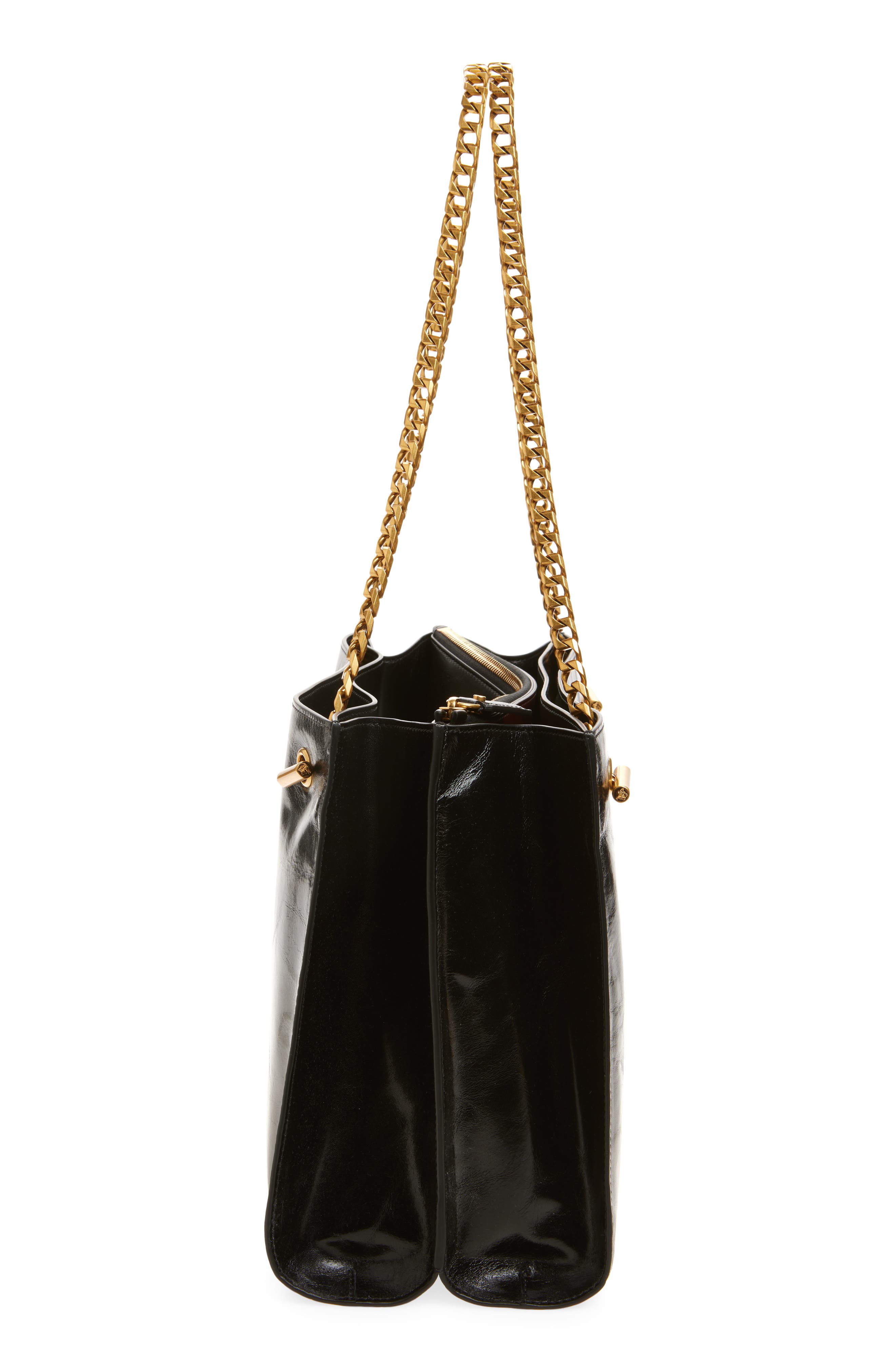 Versace Medium Cabine Shoulder Bag, Alternate, color, Black-Gold