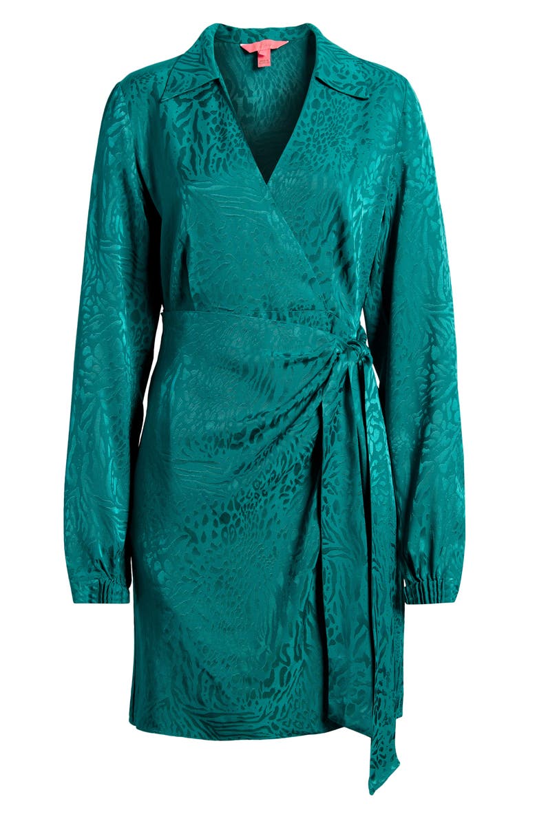 Lilly Pulitzer<sup>®</sup> Nicolina Animal Jacquard Long Sleeve Wrap Dress, Alternate, color,