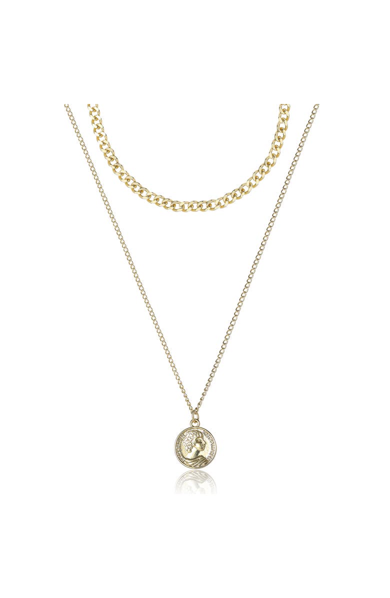 Jessica Simpson Layered Gold Pendant Necklace, Main, color, 