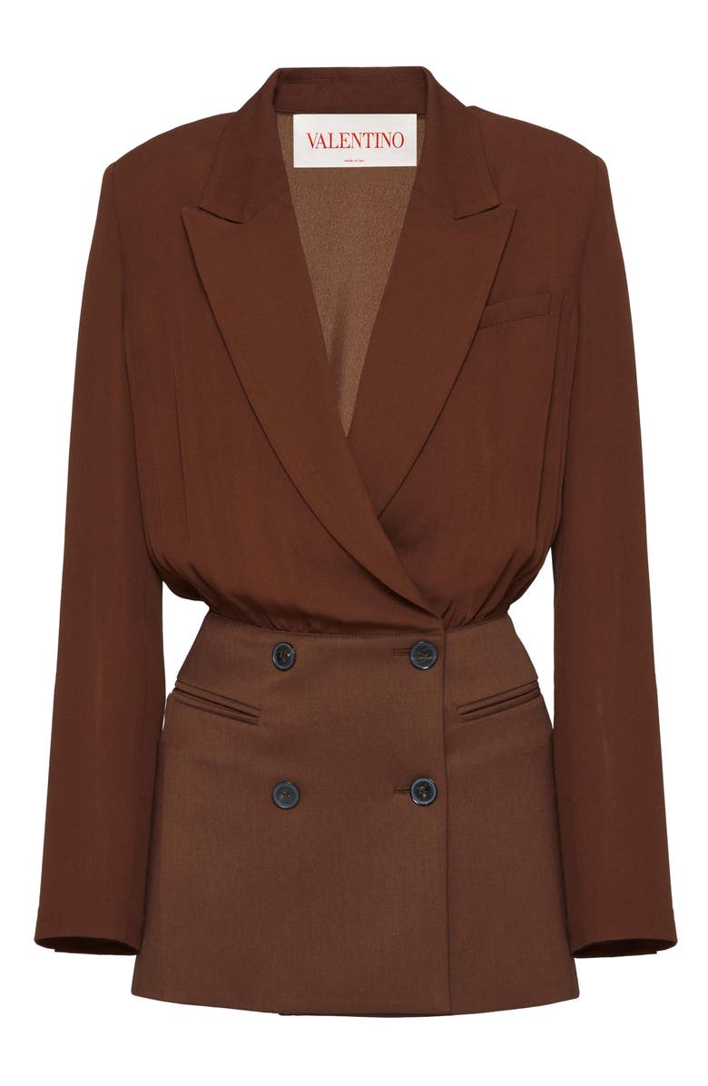 Valentino Long Sleeve Silk Blazer Dress, Alternate, color,