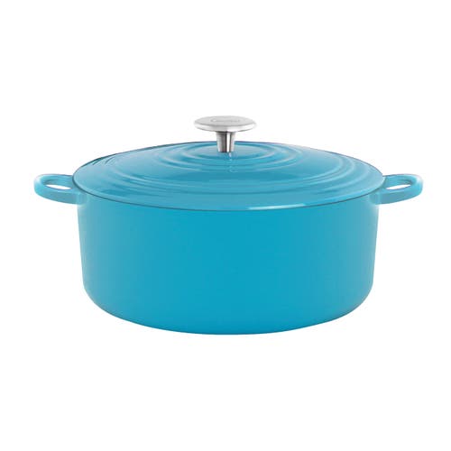 Chantal 7 Qt Round Cast Iron Dutch Oven In Blue