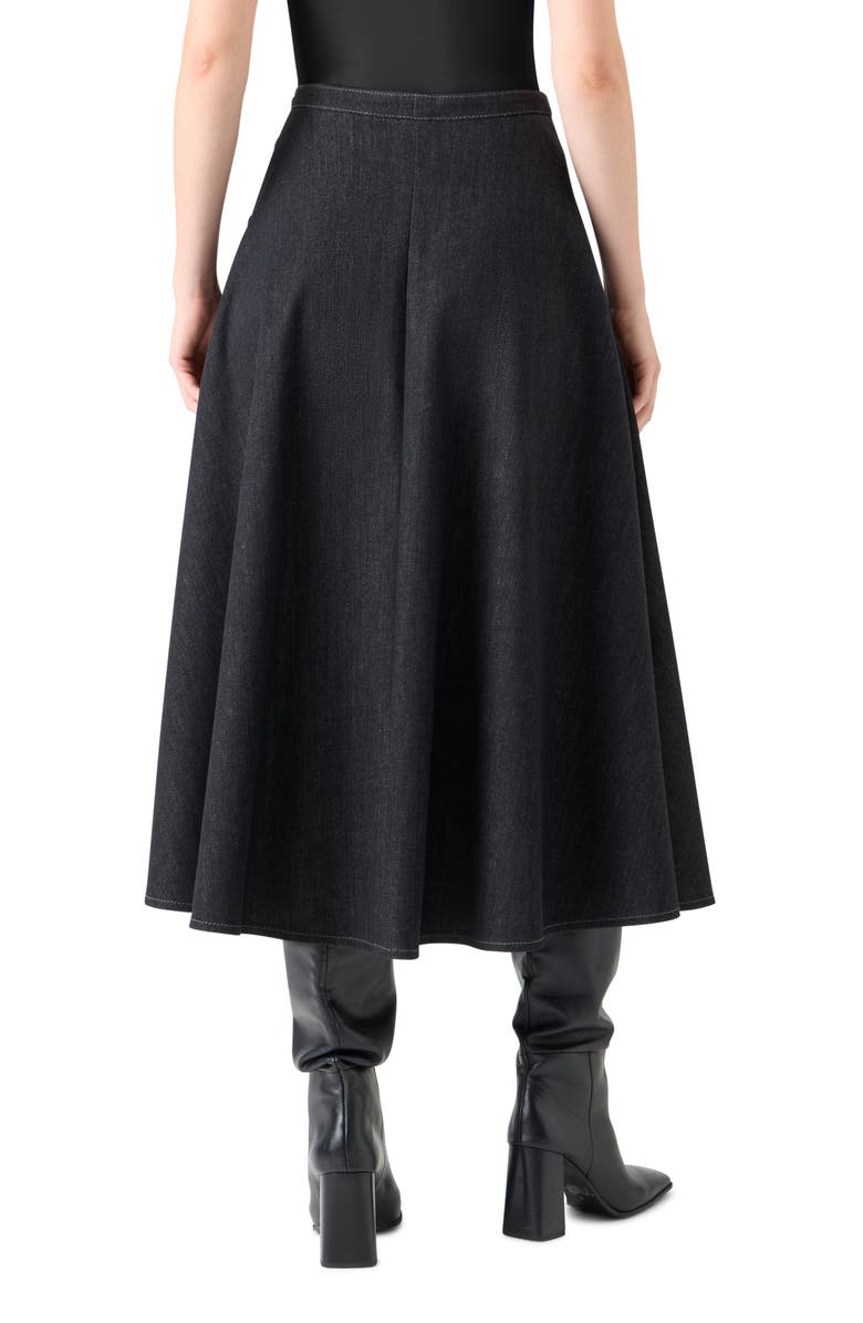 Akris punto Stretch Denim A-Line Skirt, Alternate, color, Black Denim