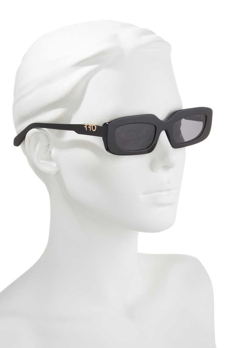 Off-White 52mm Renton Rectangle Sunglasses, Alternate, color, Black Dark Grey