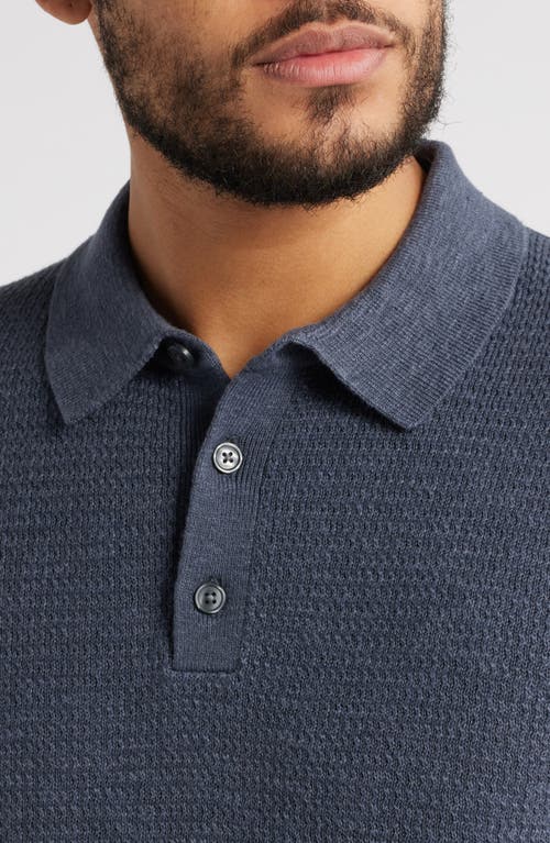Treasure & Bond Textured Linen & Cotton Polo Sweater In Navy India Ink