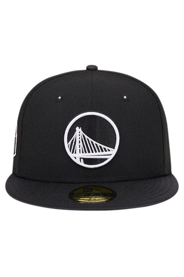 Men's New Era Black Golden State Warriors Active Satin Visor 59FIFTY Fitted Hat, Alternate, color, Black