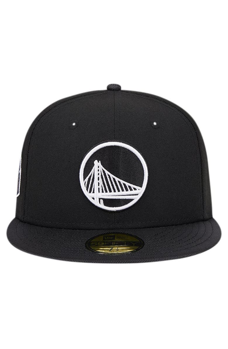 New Era Men's New Era Black Golden State Warriors Active Satin Visor 59FIFTY Fitted Hat, Alternate, color, 