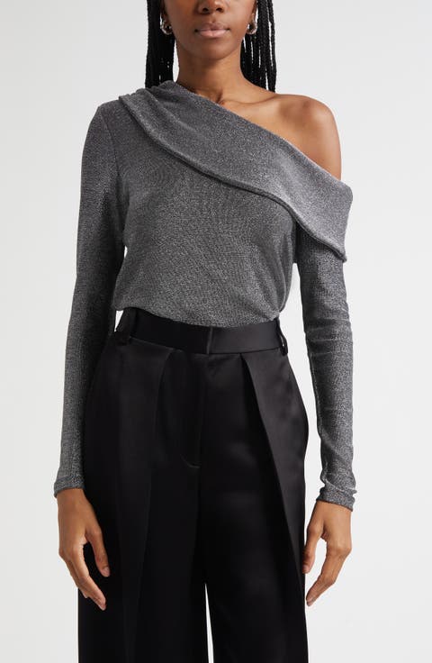 Carrie Metallic One-Shoulder Top