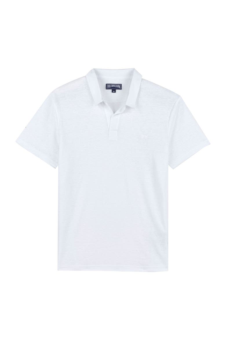 Men's Linen Jersey Polo, Main, color, WHITE