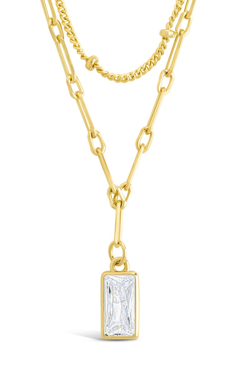 Sterling Forever Jodie Cubic Zirconia Pendant Layered Necklace, Alternate, color, Gold