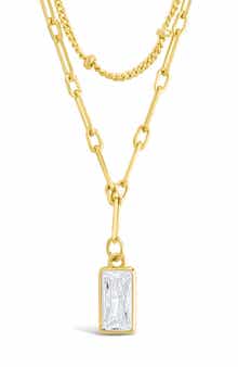 Sterling Forever Jodie Cubic Zirconia Pendant Layered Necklace