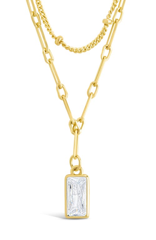 Sterling Forever Jodie Cubic Zirconia Pendant Layered Necklace In Gold