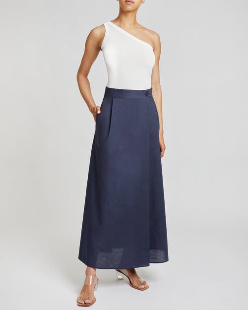 Santorelli Drew A-line Midi Skirt In Navy