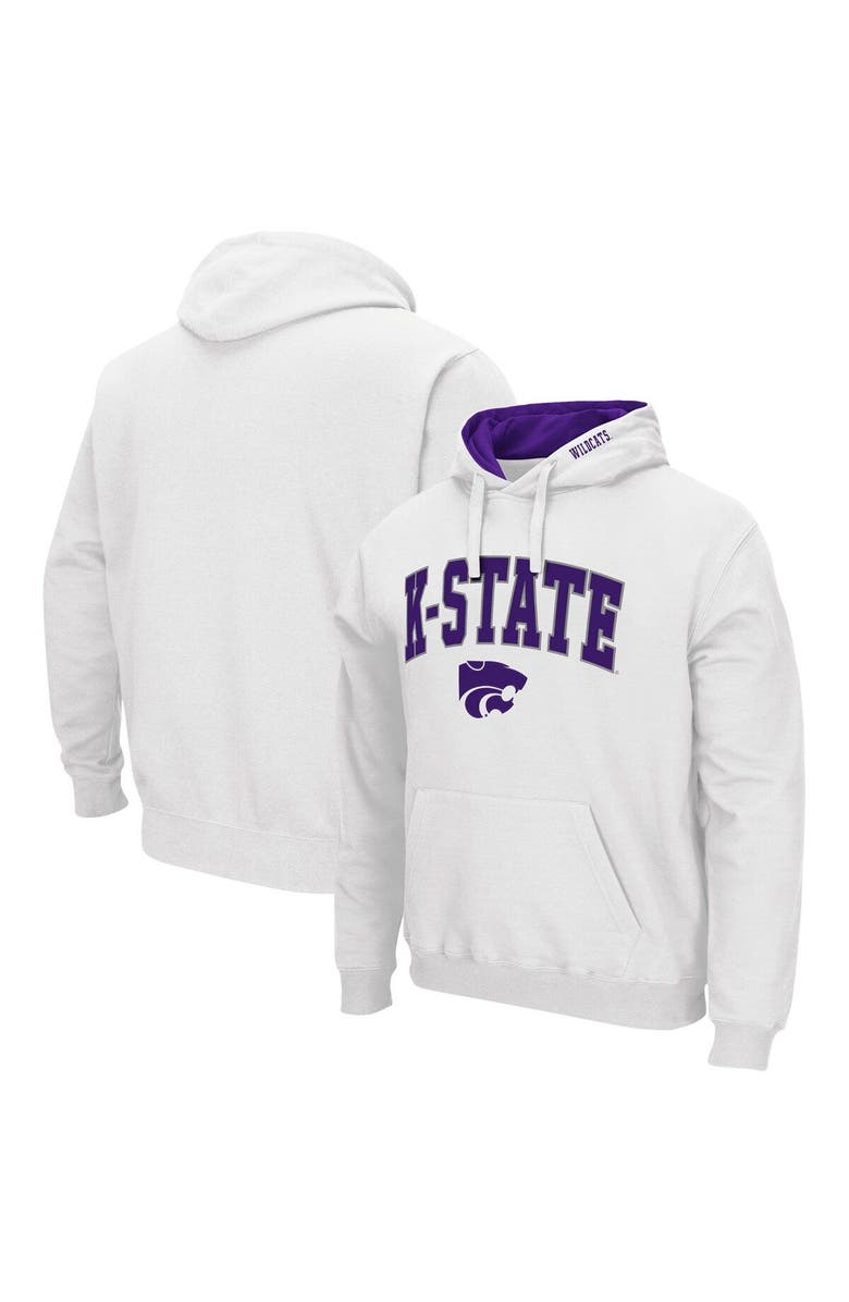 COLOSSEUM Men's Colosseum White Kansas State Wildcats Arch & Logo 3.0 Pullover Hoodie, Main, color, White