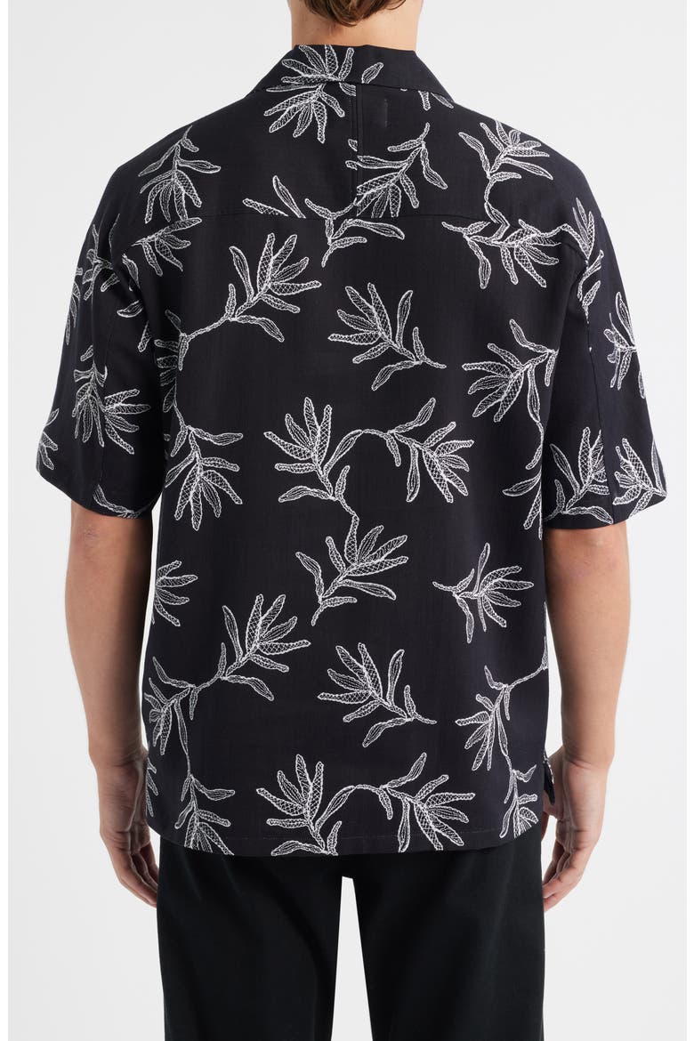 Ole 5210 Floral Cotton & Lyocell Camp Shirt, Alternate, color, BLACK
